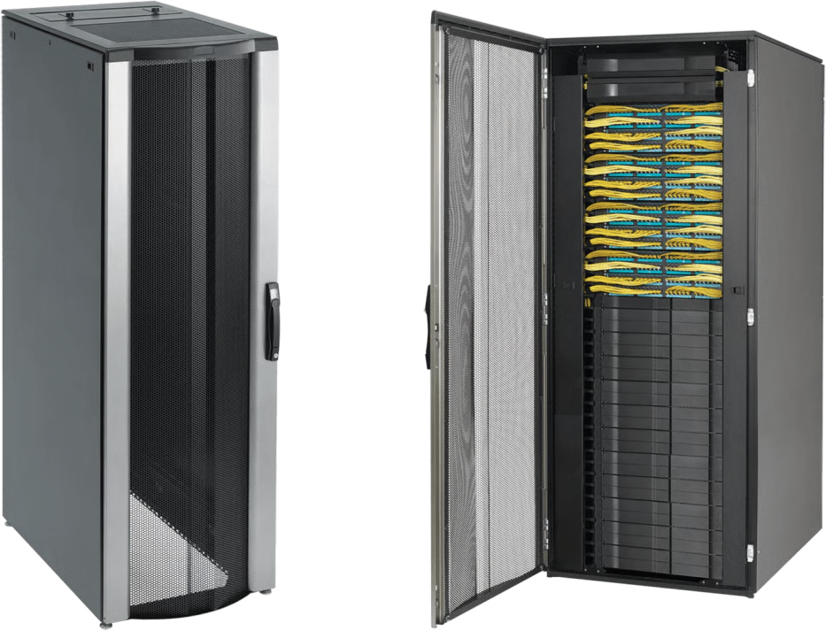 GABINETE RACK PROLINE CONNECTEK, 42U, 2000X800X1200MM, ACERO, NEGRO RAL 9005, CON PANELES LATERALES, GESTIÓN DE CABLEADO FRONTAL Y TRASERA