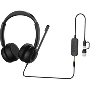 DIADEMA / AURICULAR CON CABLE / USB-C USB-A 3.5MM / MICRÓFONO AI ENC / DRIVER 40MM / EQ DINÁMICO / PROTECCIÓN AUDITIVA EN50332