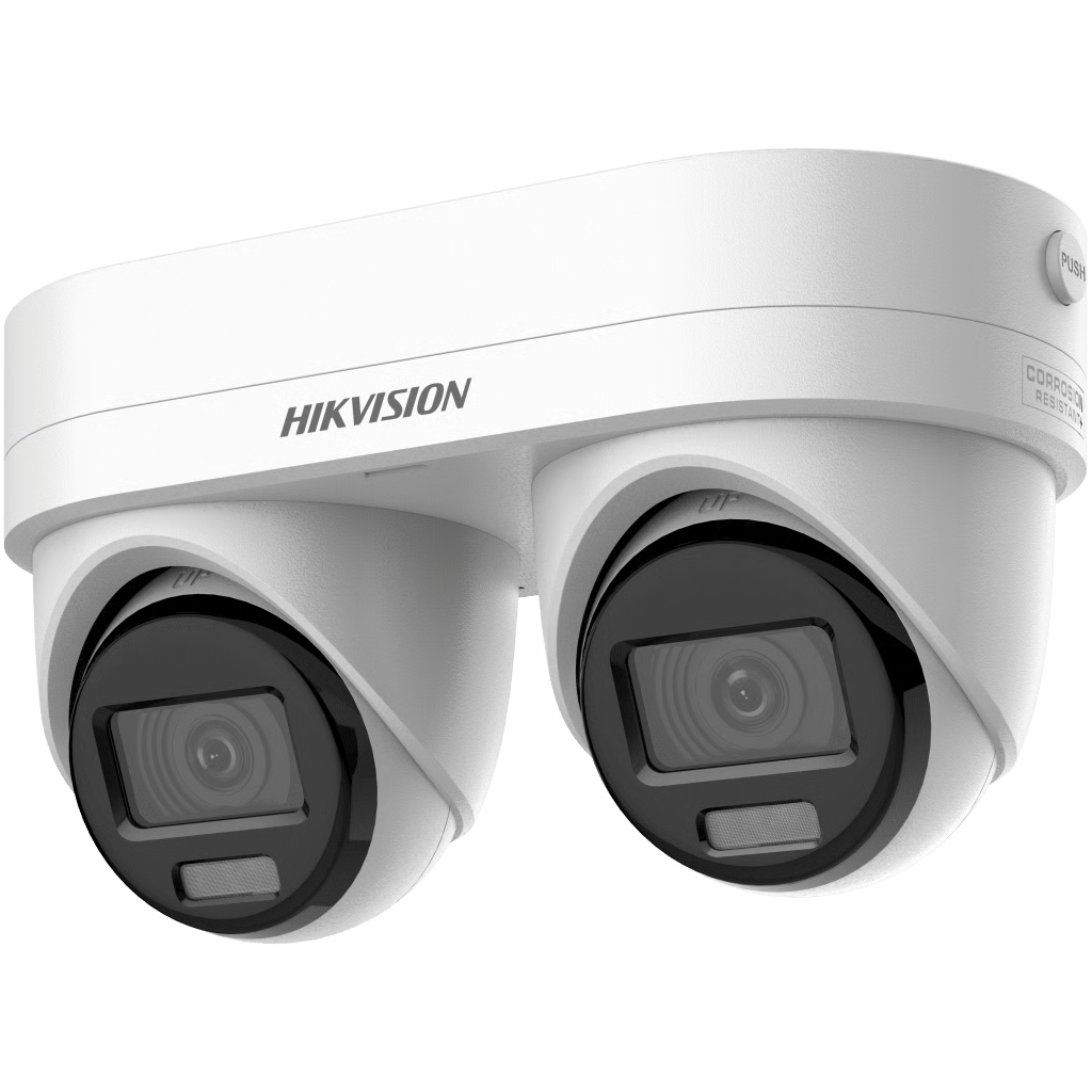 PANOVU SERIES / LENTE DUAL DE 4 MEGAPIXEL / 2 LENTES FIJOS DE 2.8 MM / RECOMENDADO PARA PASILLOS O ESQUINAS / IP67 / IK10 / POE / WDR 120 DB / 10 MTS IR / ENTRADA Y SALIDA DE AUDIO Y ALARMA / MICROSD