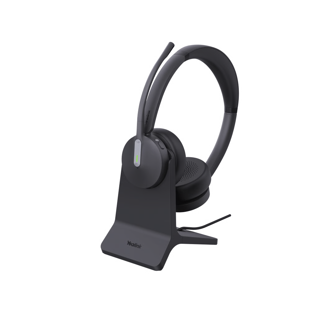 DIADEMA INALAMBRICA BH70 DUAL CON STAND DE CARGA DE YEALINK CERTIFICADA PARA MICROSOFT TEAMS CON ACOUSTIC SHIELD