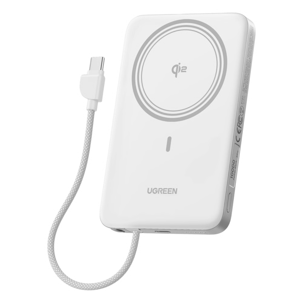 BANCO DE ENERGÍA MAGNÉTICO INALÁMBRICO / 10000 MAH / 30W USB-C PD+PPS / CABLE USB-C INTEGRADO 30W / CARGA INALÁMBRICA MAGNÉTICA 15W / DOBLE CELDA 5000 MAH / PANTALLA LED / 39.2 WH