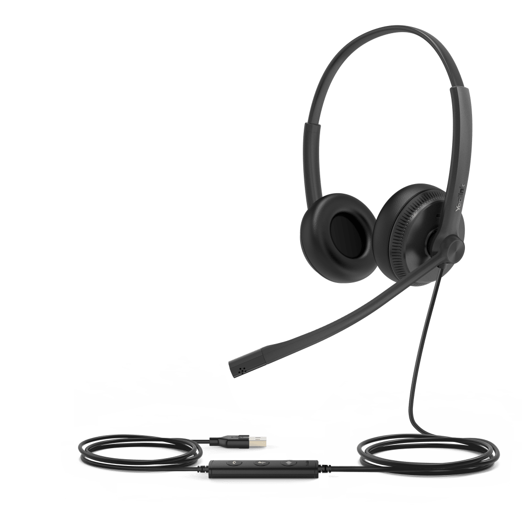 DIADEMA ALÁMBRICA UH34 DUAL DE YEALINK USB COMPATIBLE CON TELÉFONOS IP Y COMPUTADORAS.