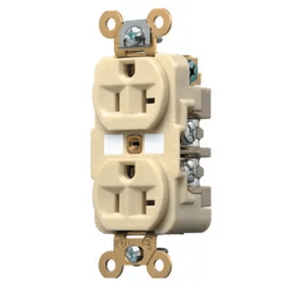 CONTACTO DÚPLEX 20 A 125 V / 2 POLOS 3 HILOS / COLOR MARFIL /NEMA 5-20R /GRADO INDUSTRIAL.-Área Eléctrica-HUBBELL-Bsai Seguridad & Controles