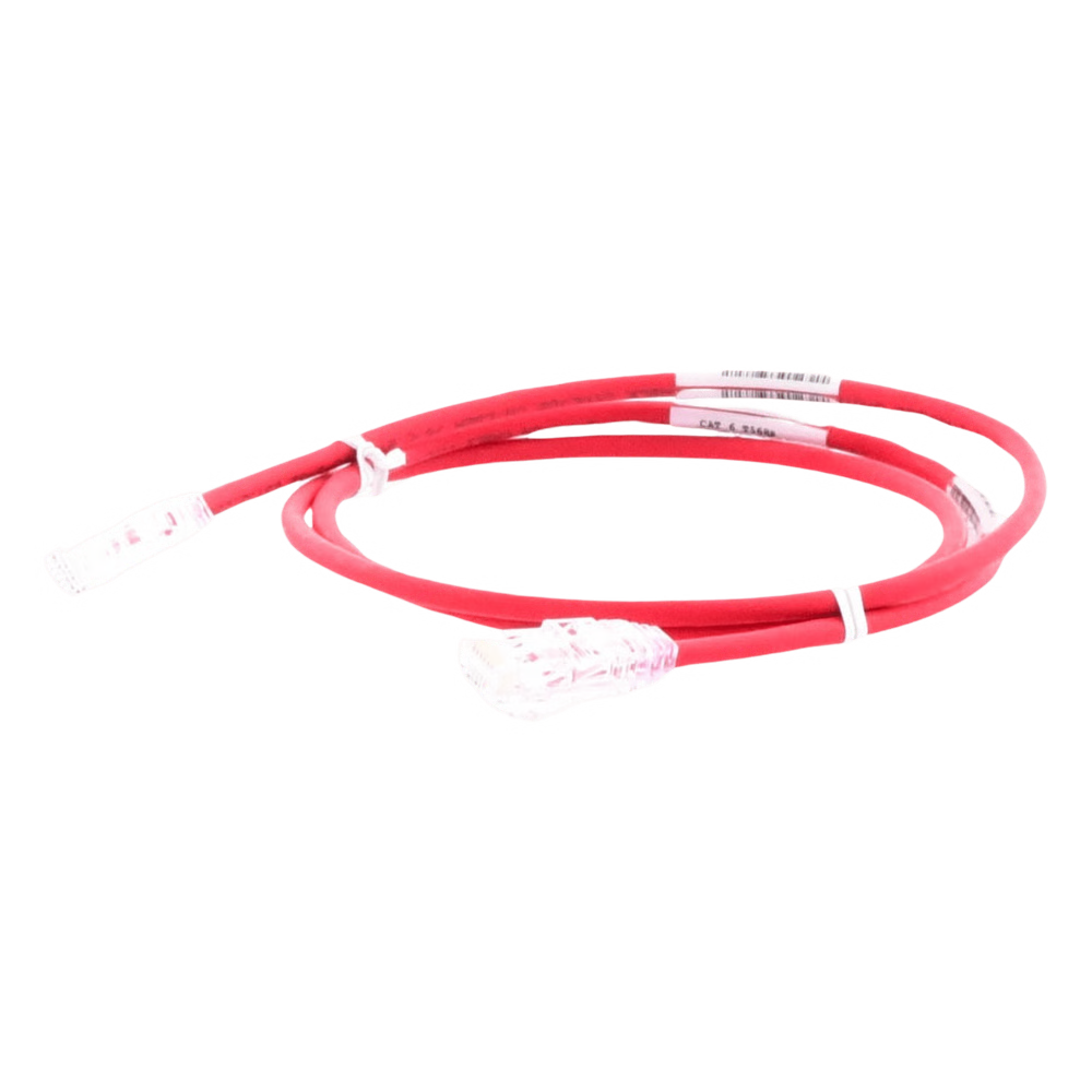 CABLE DE PARCHEO TX6, UTP CAT6, DIAMETRO REDUCIDO (28AWG), COLOR ROJO, 0.61 METROS (2 PIES)