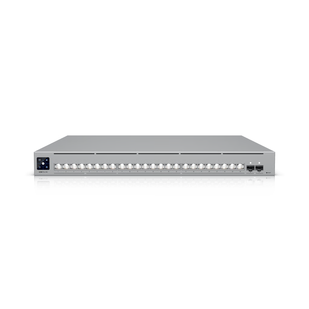 UNIFI SWITCH USW-PRO-XG-24 / CAPA 3 / 24 PUERTOS  (16 × 10 GBE, 8 × 2,5 GBE) + 2 PUERTOS SFP28 25 G