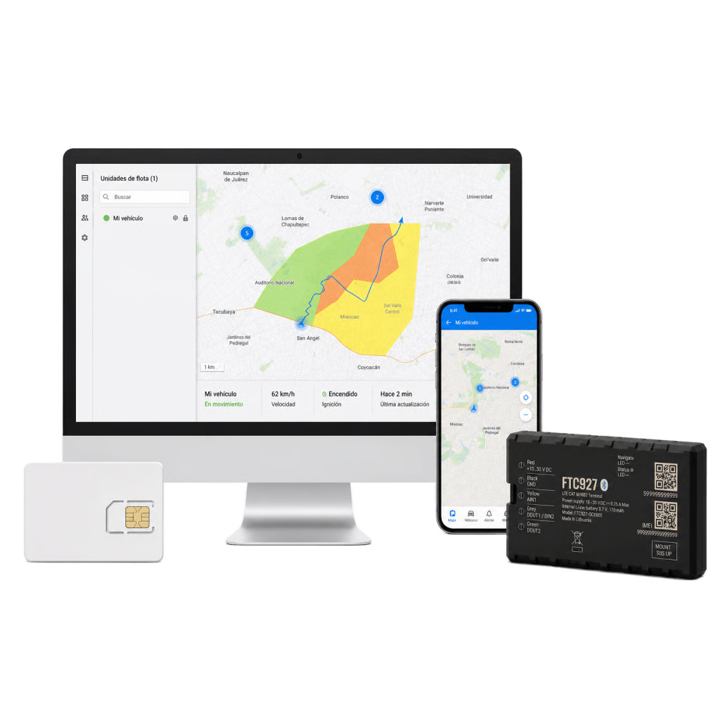 KIT DE RASTREADOR GPS VEHICULAR 4G LTE CAT 1/PRECISIÓN GNSS MEJORADA/ANUALIDAD DE SIM600MB1Y/ANUALIDAD DE EPCOMGPSCODE