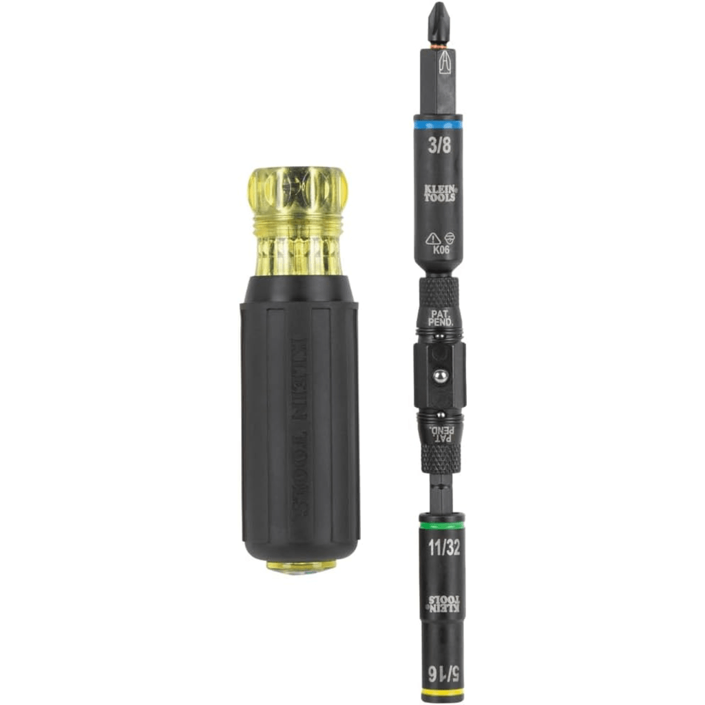 DESTORNILLADOR / LLAVE DE TUERCAS 10 EN 1 KNECT™ CON CLASIFICACIÓN DE IMPACTO / COMPATIBLE CON HERRAMIENTAS ELÉCTRICAS / PUNTAS INTERCAMBIABLES / PORTABROCAS KNECT™ DE 12 PUNTOS / BARRA DE ACERO / TORQUE DE 150 IN-LB-Ferreteria-KLEIN TOOLS-Bsai Seguridad & Controles