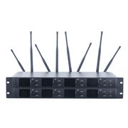 RECEPTOR INALÁMBRICO | 8 CANALES | TRANSMISIÓN DIGITAL U-BAND 540-690 MHZ | MODULACIÓN PI/4-DQPSK | PANTALLA TFT-LCD 2.2" | SALIDA BALANCEADA Y DESBALANCEADA | ENCRIPCIÓN DE AUDIO | ESCANEO DE FRECUENCIA