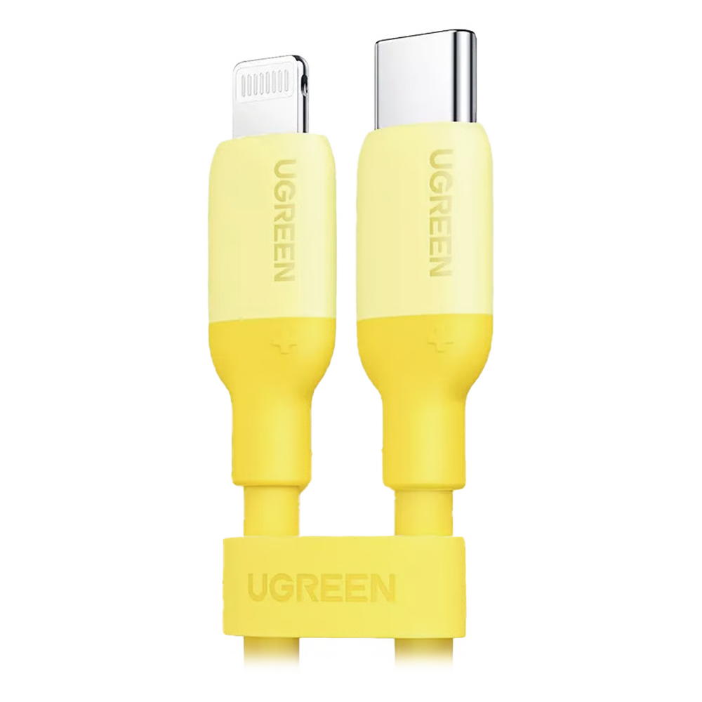 CABLE USB-C A LIGHTNING / CERTIFICADO MFI / 1 METRO / ADECUADO PARA IPHONE, IPAD, IPOD / CARGA RÁPIDA PD 20W /  SINCRONIZACIÓN DE DATOS DE HASTA 480 MBPS / GOMA DE SILICONA Y  TPE. / SUAVE AL TACTO / COLOR YELLOW