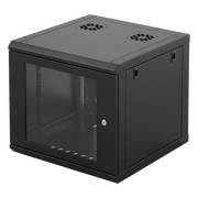 GABINETE DE PARED CON PUERTA DE CRISTAL TEMPLADO, 635MM DE PROFUNDIDAD, 6U RACK DE 19 IN, ACERO REFORZADO