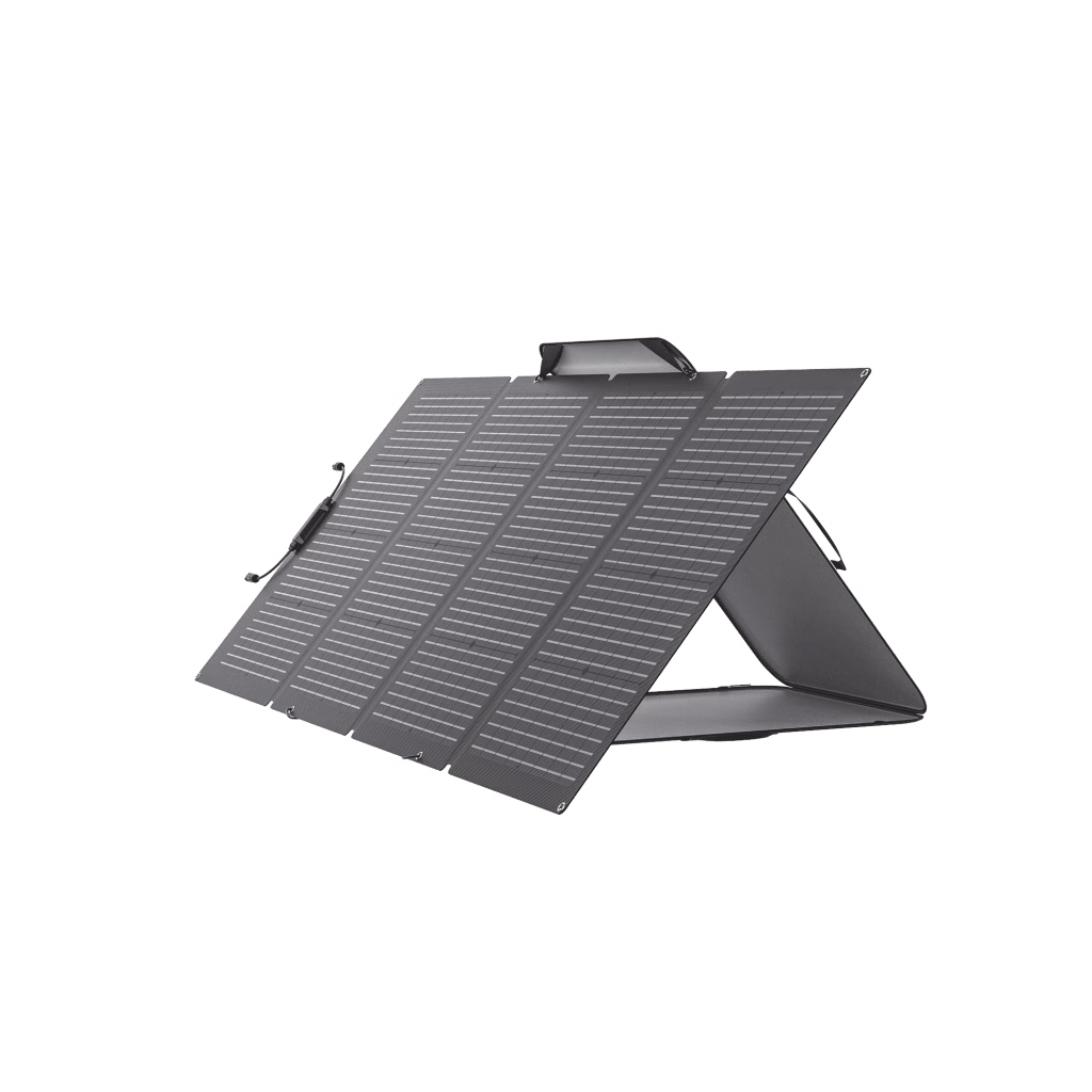 MÓDULO SOLAR BIFACIAL, PORTÁTIL Y FLEXIBLE DE 220W RECOMENDADO PARA ESTACIONES PORTÁTILES EFD330, EFD350 Ó EFD500 / AJUSTE DE ÁNGULO / CARGA EFICIENTE / INCLUYE CABLE XT60 A MC4