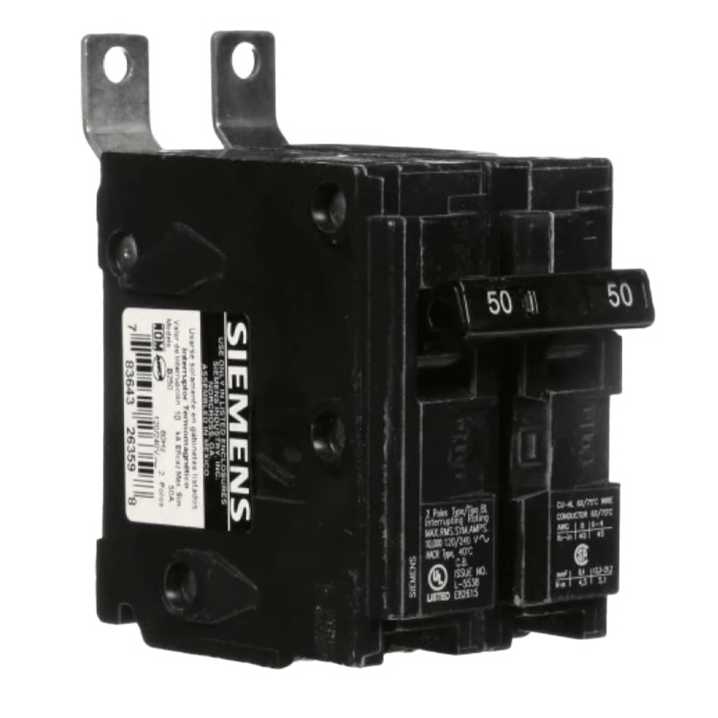 INTERRUPTOR AUTOMÁTICO ATORNILLABLE TIPO BL 2 POLOS, 50 AMP.