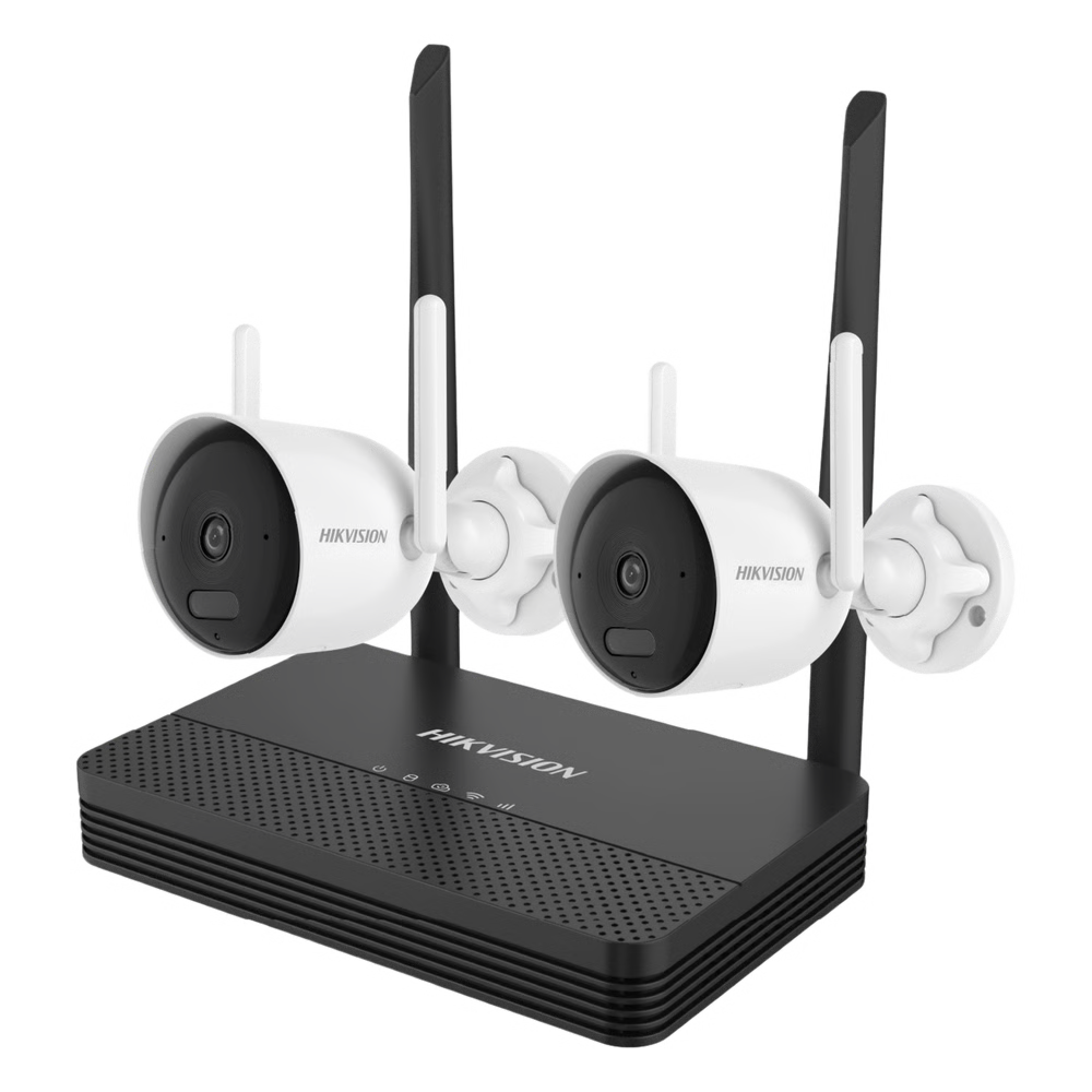 KIT IP INALÁMBRICO 4 MEGAPIXEL / NVS 4 CANALES / 2 CÁMARAS BALA PARA EXTERIOR CON LENTE 2.8 MM Y DUAL LIGHT (30 MTS IR + 30 MTS LUZ BLANCA) / AUDIO BIDIRECCIONAL (MICRÓFONO Y BOCINA) / SOPORTA MICRO SD DE 512 GB