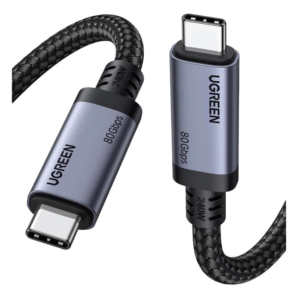 CABLE USB-C THUNDERBOLT 5 / 80 GBPS BIDIRECCIONAL / 120 GBPS UNIDIRECCIONAL / 1 M (3.28 FT) / 24 PINES / E-MARKER IP2133H / 5A MÁXIMO / ALUMINIO + COBRE BLINDADO