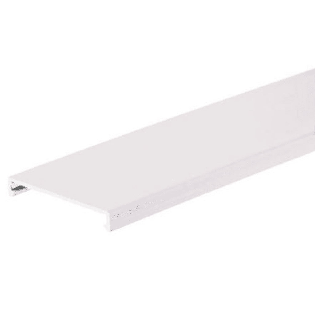 TAPA PARA CANALETA RANURADA, DE 57.2 MM DE ANCHO, 1828.8 MM DE LARGO, COLOR BLANCO