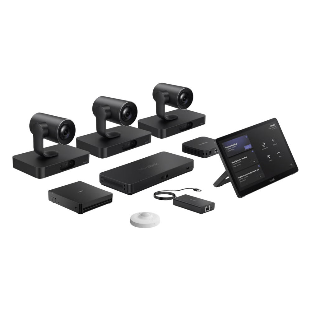 SISTEMA DE VIDEOCONFERENCIA MVC-S98-C5U-004 DE YEALINK DISEÑADO PARA SALAS EXTRA GRANDES CON TRIPLE CÁMARA INTELIGENTE Y FUNCIONES AVANZADAS DE IA