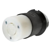 CONECTOR INDUSTRIAL CON BLOQUEO DE MEDIA VUELTA / 20 A 250 V CA / 2 POLOS 3 HILOS / COLOR BLANCO Y NEGRO / NEMA L6-20R.