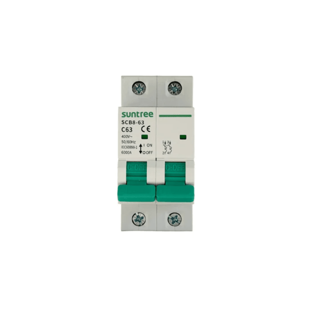 PROTECCIÓN TÉRMICA/ INTERRUPTOR 2P, 16 A, CORRIENTE ALTERNA 400VCA PARA APLICACIÓN FOTOVOLTAICA MONTAJE RIEL DIN-Calidad de la Energía-SUNTREE-Bsai Seguridad & Controles