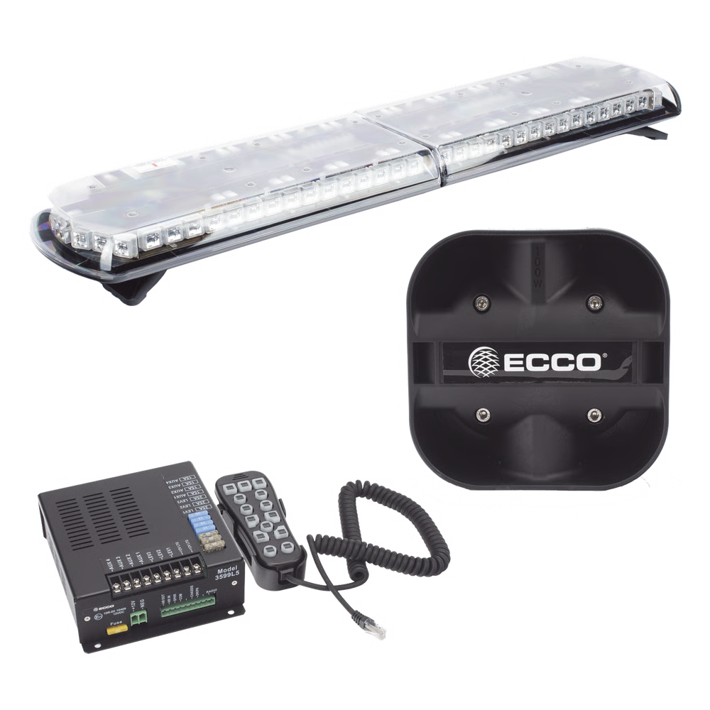 KIT DE SIRENA VEHICULAR H2 COVERT, BOCINA DE USO RUDO Y TORRETA 48" SERIE 12 CON 130 LED, DUAL COLOR ROJO/AZUL/CLARO/AMBAR, IDEAL PARA EQUIPAR UNIDADES DE POLICIA