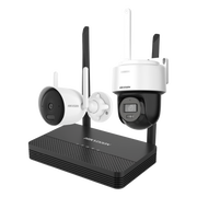 KIT IP INALÁMBRICO 2 MEGAPÍXEL / NVS 4 CANALES / 1 CÁMARA BALA EXTERIOR + 1 CÁMARA TURRET INTERIOR CON LENTE 2.8 MM Y DUAL LIGHT / AUDIO BIDIRECCIONAL (MICRÓFONO Y BOCINA) / SOPORTA MICRO SD DE 512 GB