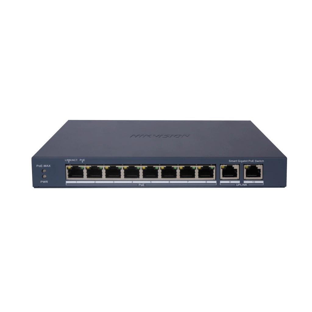 SWITCH GIGABIT POE+ / ADMINISTRABLE / 8 PUERTOS 10/100/1000 MBPS POE+ / 1 PUERTO 10/100/1000 MBPS DE UPLINK + 1 PUERTO SFP / 110 W-Networking-HIKVISION-Bsai Seguridad & Controles