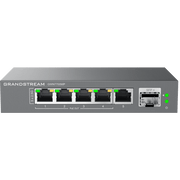SWITCH DE RED MULTI-GIGABIT NO ADMINISTRABLE / 5 PUERTOS DE2.5 GBPS (4 POE) / PUERTO SFP+ FIBRA 1 O 10 GBPS / MONTAJE EN ESCRITORIO O PARED / PLUG-AND-PLAY / TECNOLOGÍA VERDE-Networking-GRANDSTREAM-Bsai Seguridad & Controles
