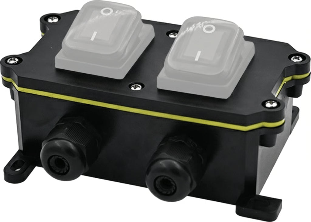 CAJA DE PLÁSTICO ABS/PA66 PARA INTERRUPTORES ACCESSPRO /  COMPATIBLE CON LOS INTERRUPTORES APB-0 SERIES / IP65 / 4 PUERTOS DE CONEXIÓN