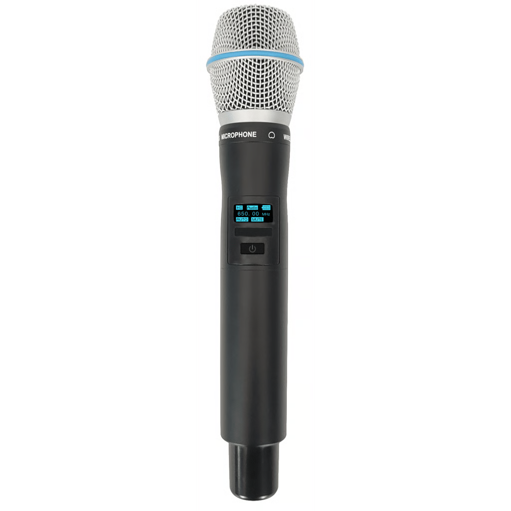 MICRÓFONO MANO INALÁMBRICO EP-59H | RANGO FRECUENCIA 470-510MHZ, 540-590MHZ, 640-690MHZ, 807-830MHZ | POTENCIA SALIDA ≥10DBM | AUTONOMÍA >10 HORAS | MUTE AUTOMÁTICO POR CAÍDA | DISPLAY OLED | 7 NIVELES POTENCIA AJU