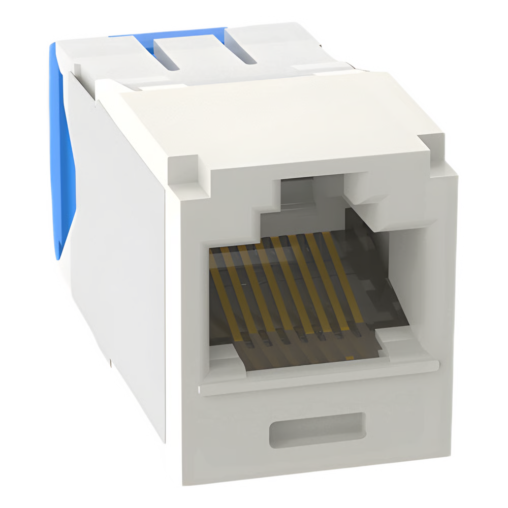 CONECTOR JACK RJ45 ESTILO TG, MINI-COM, CATEGORÍA 6A, CON GEL RESISTENTE A LA CORROSI�N, DE 8 POSICIONES Y 8 CABLES, COLOR BLANCO MATE