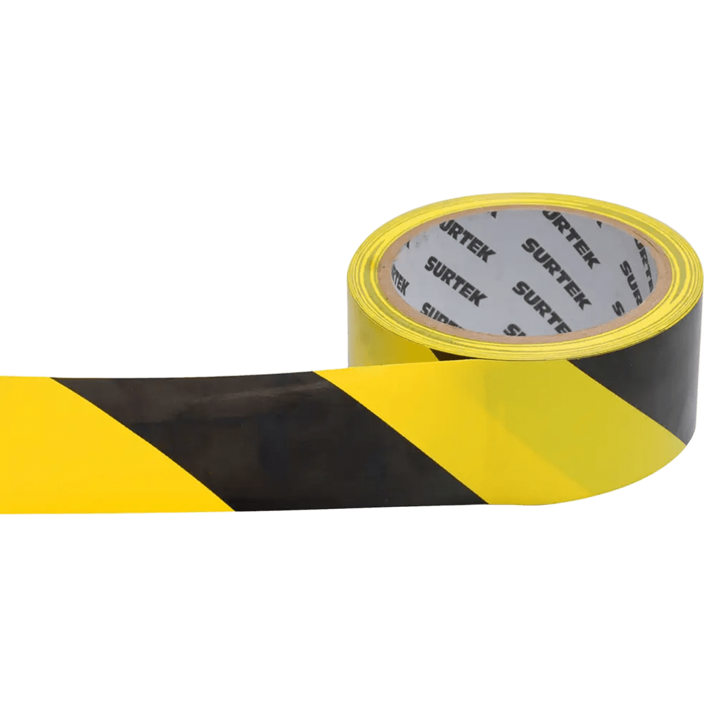 CINTA DE SEÑALIZACIÓN / ADHESIVO ACRÍLICO / ESPESOR 0.105 MM / COLORES AMARILLO-NEGRO / ANCHO 48 MM / LARGO 18 M / ALTA VISIBILIDAD-Ferreteria-SURTEK-Bsai Seguridad & Controles