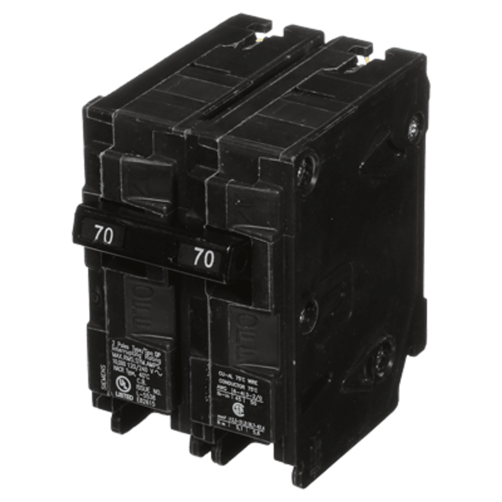 INTERRUPTOR AUTOMÁTICO ENCHUFABLE TIPO QP 2 POLOS, 70 AMP-Área Eléctrica-SIEMENS-Bsai Seguridad & Controles