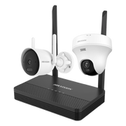 KIT IP INALÁMBRICO 2 MEGAPÍXEL / NVS 4 CANALES / 1 CÁMARA BALA EXTERIOR + 1 CÁMARA TURRET INTERIOR CON LENTE 2.8 MM Y DUAL LIGHT / AUDIO BIDIRECCIONAL (MICRÓFONO Y BOCINA) / SOPORTA MICRO SD DE 512 GB