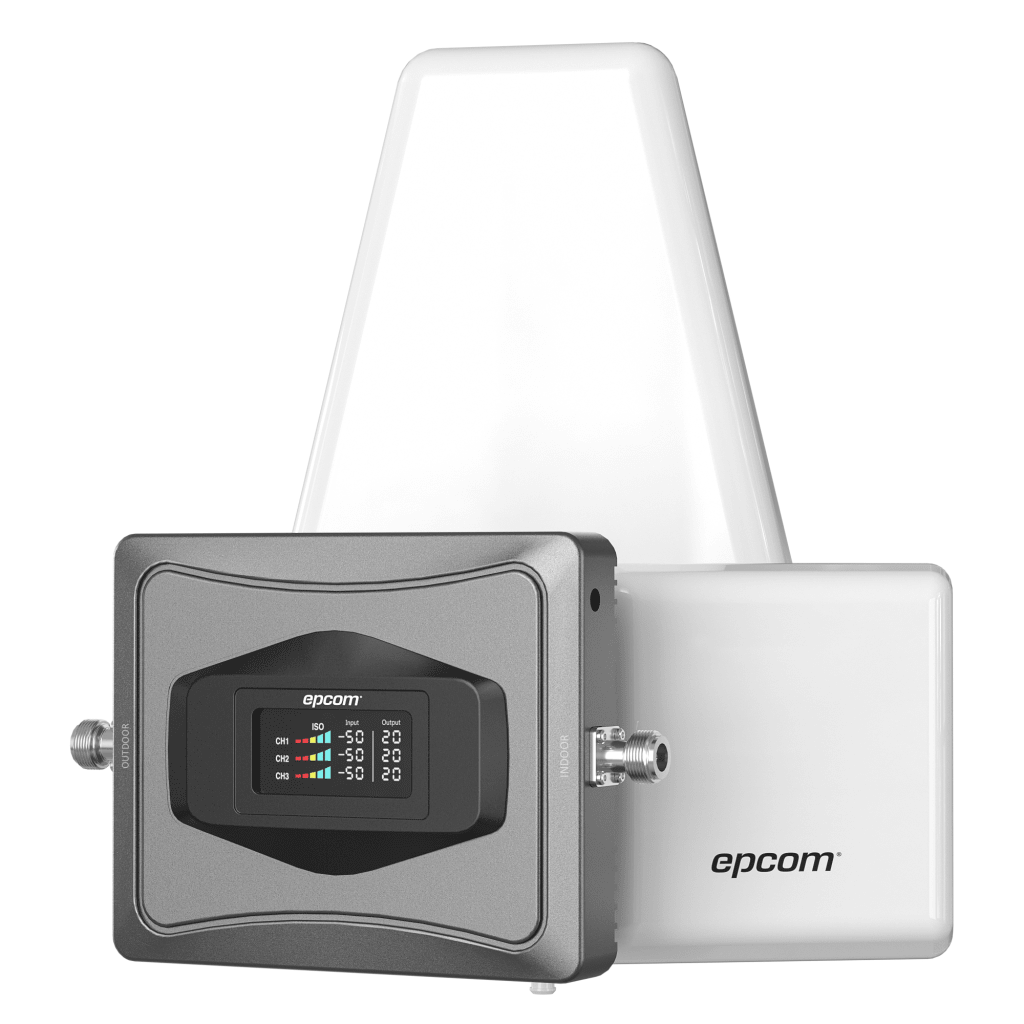 KIT AMPLIFICADOR DE SEÑAL CELULAR 4G / MEJORA LAS LLAMADAS CONVENCIONALES Y VOLTE / SOPORTA LOS DATOS DE LAS TECNOLOGÍAS 2G, 3G Y 4G DE TELCEL, AT&T Y MOVISTAR / CUBRE HASTA 600 M2.-Cobertura para Celular 4G LTE, 3G y Voz-EPCOM-Bsai Seguridad & Controles