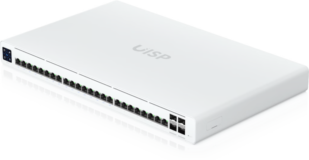 UISP SWITCH PRO - SWITCH POE DE 220 W (27 V) CON 24 PUERTOS GBE, 16 PUERTOS POE PASIVO 27 V Y 4 PUERTOS SFP+ 10G
