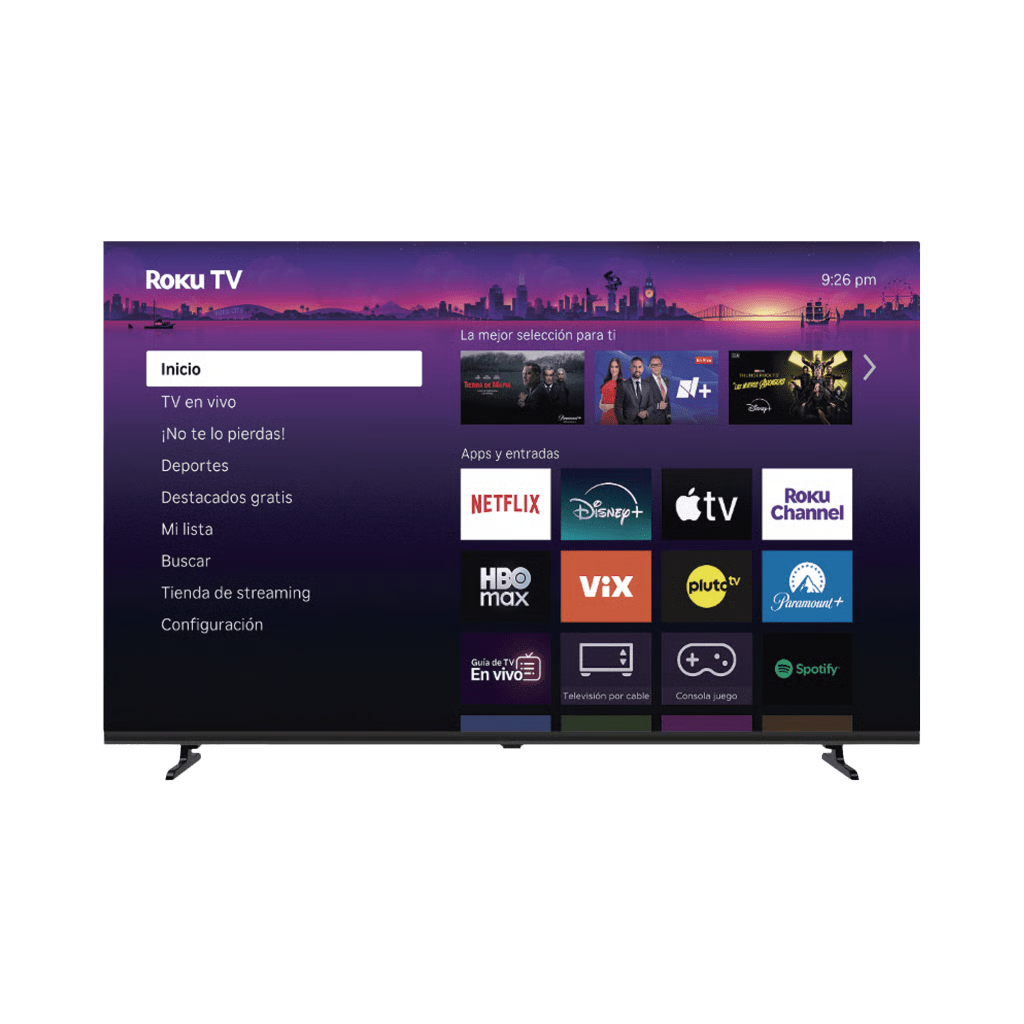 SMARTTV QLED 32 PULGADAS / RESOLUCIÓN 1366 × 768 / 3 PUERTOS HDMI / WIFI INTEGRADO / SMART TV ROKU / VESA 100 × 100 MM