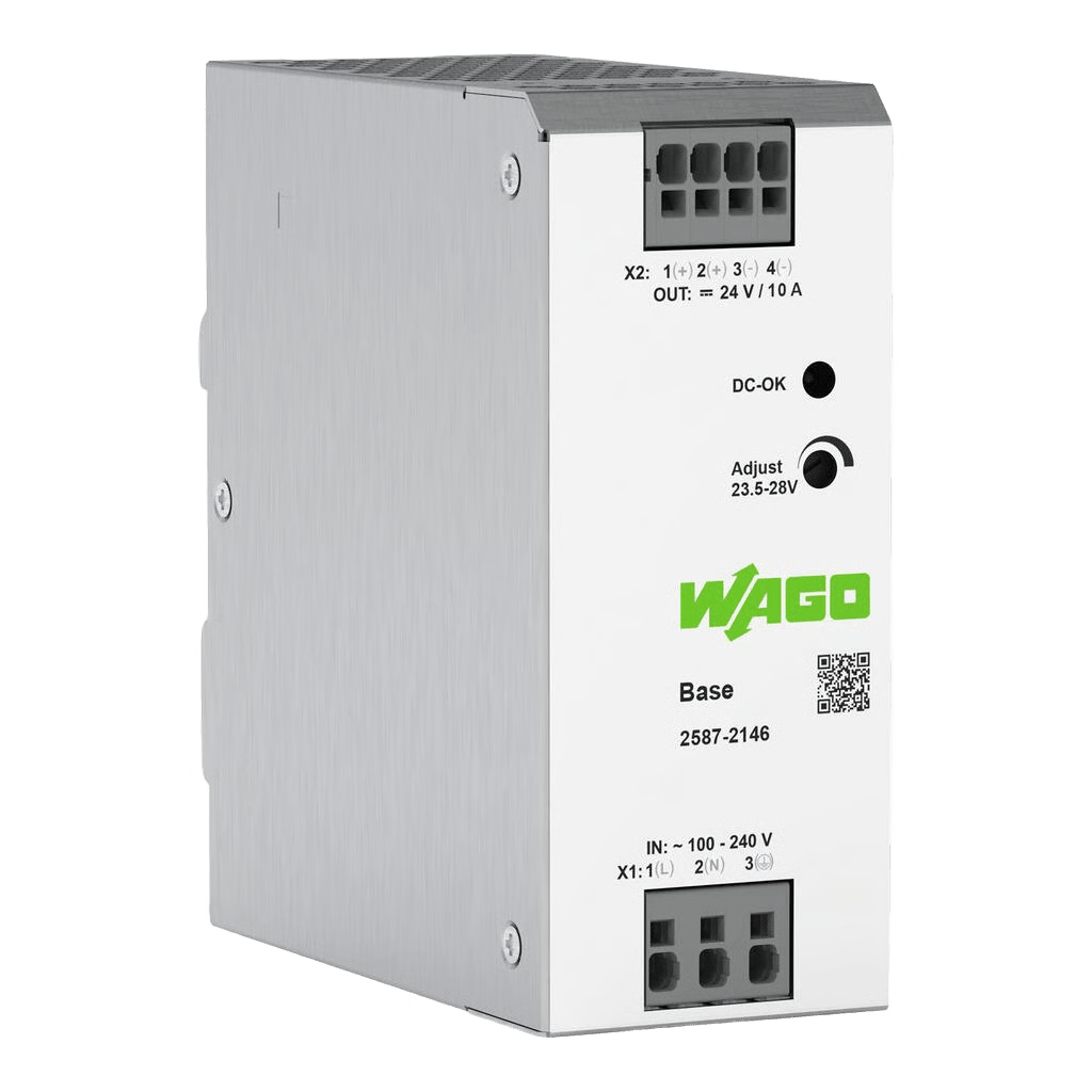 FUENTE DE ALIMENTACIÓN BASE / 24V DC 10A 240W / MONOFÁSICA 100-240V AC / PUSH-IN CAGE CLAMP® / SINCRONIZACIÓN PRIMARIA / AUTOENFRIAMIENTO / PARALELO Y SERIE / IP20 / CARRIL DIN
