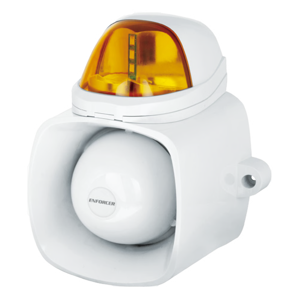 SIRENA / LUZ ESTROBOSCÓPICA AUTÓNOMA / COLOR AMBAR  4 EN 1 / IP65 / USO INTERIOR Y EXTERIOR / 12 VCD / MÚLTIPLES TIPOS DE NOTIFICACIÓN / ESTROBOSCÓPICA, DE SIRENA O DE AUDIO /