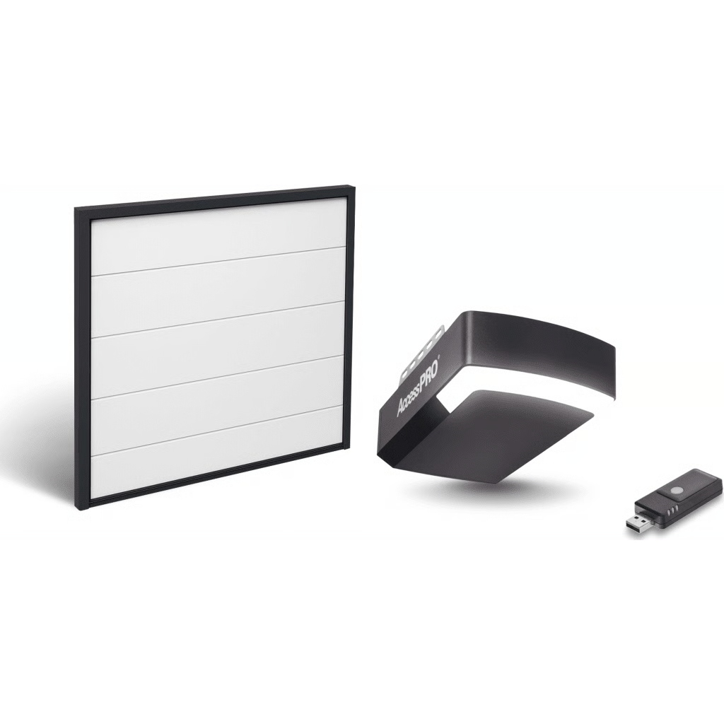 KIT PUERTA DE GARAGE 9X9 PIES (2.74 X 2.74 M) / MOTOR DC 1/2 HP / INSULADA / ACTIVACIÓN WIFI / HASTA 50 CONTROLES / LÁMINA CALIBRE 26