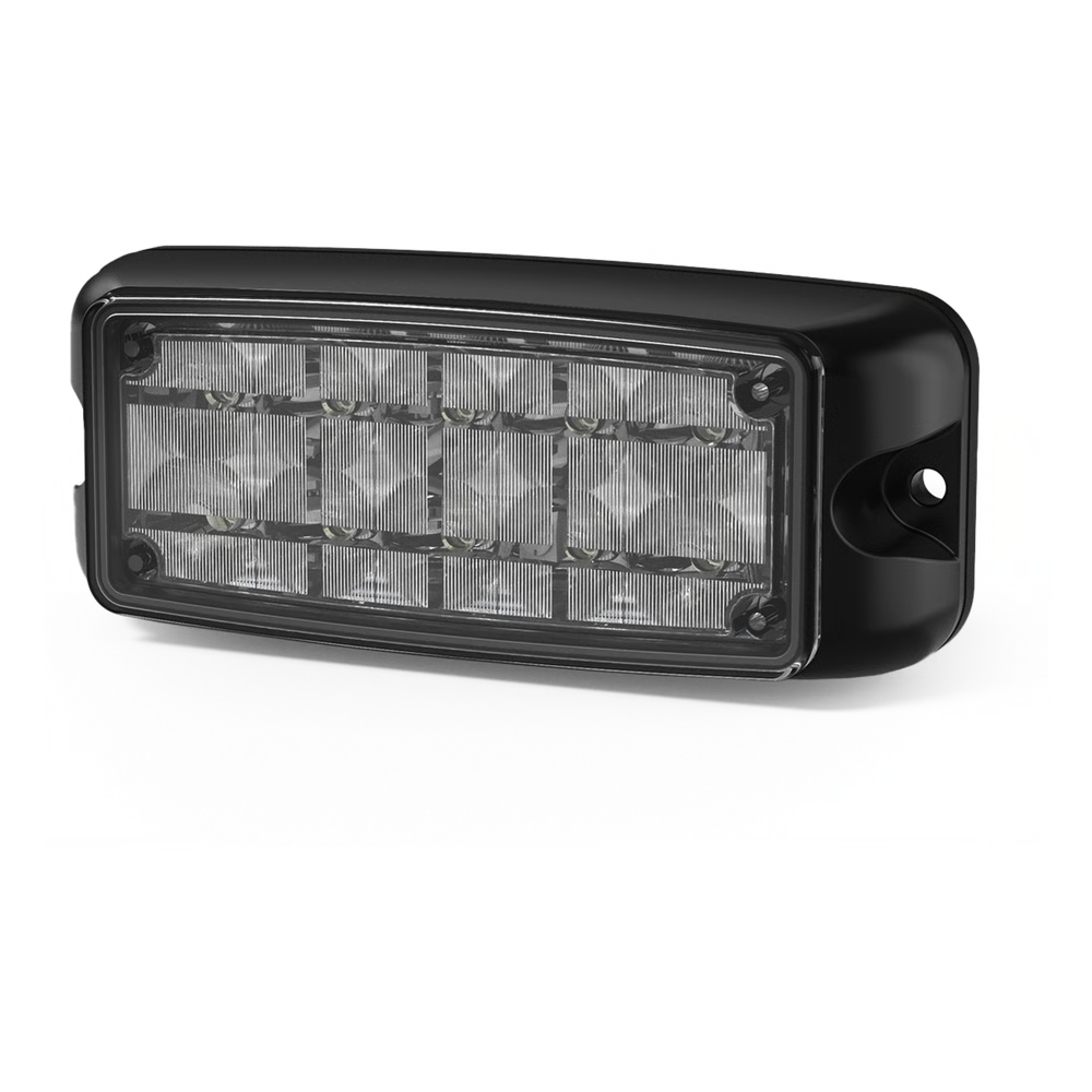 LUZ DE ADVERTENCIA DE 10 LED, ROJO/AZUL, 5X2 PULGADAS, LENTE TRANSPARENTE, BISEL NEGRO