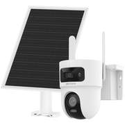 KIT SOLAR IP ALL IN ONE DOBLE LENTE / AOV / PT IP 4 MEGAPIXEL LENTE 4 MM / FIJO 4 MEGAPIXEL LENTE 2.8 MM / PANEL SOLAR + BATERÍA DE RESPALDO DE LITIO (9000 MAH) / CONEXIÓN 4G / AUDIO DE DOS VÍAS / DUAL LIGHT / IP66 / MICRO SD