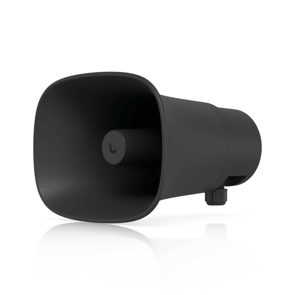 UNIFI PROTECT AI HORN SPEAKER, ALTAVOZ IP 120 DB, POE+, ALERTA AI AVANZADA, MONTAJE PARED, ESQUINA Y POSTE, IP66, COLOR NEGRO