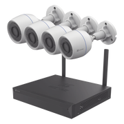KIT DE CÁMARAS WI-FI / INCLUYE 1 NVR 4 CANALES / 4 CÁMARAS BALA 2 MEGAPIXEL / PARA USO EN EXTERIOR IP67 / VISION NOCTURNA A COLOR