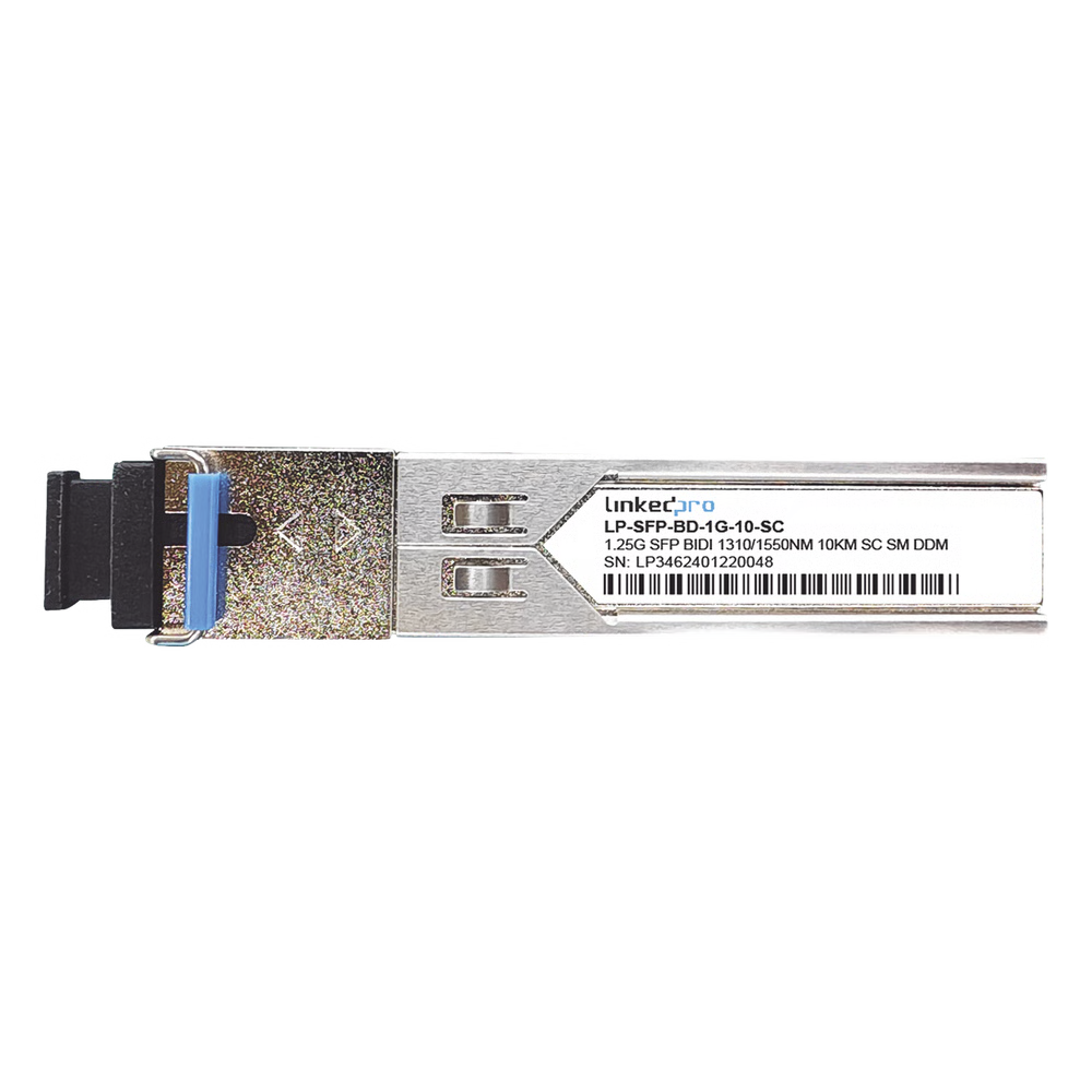TRANSCEPTORES ÓPTICOS BIDIRECCIONALES SFP (MINI-GBIC) / MONOMODO 1310 & 1550 NM / 1.25 GBPS / 1000BASE-BX / CONECTOR SC/UPC SIMPLEX / DDM / HASTA 10 KM / 2 PIEZAS