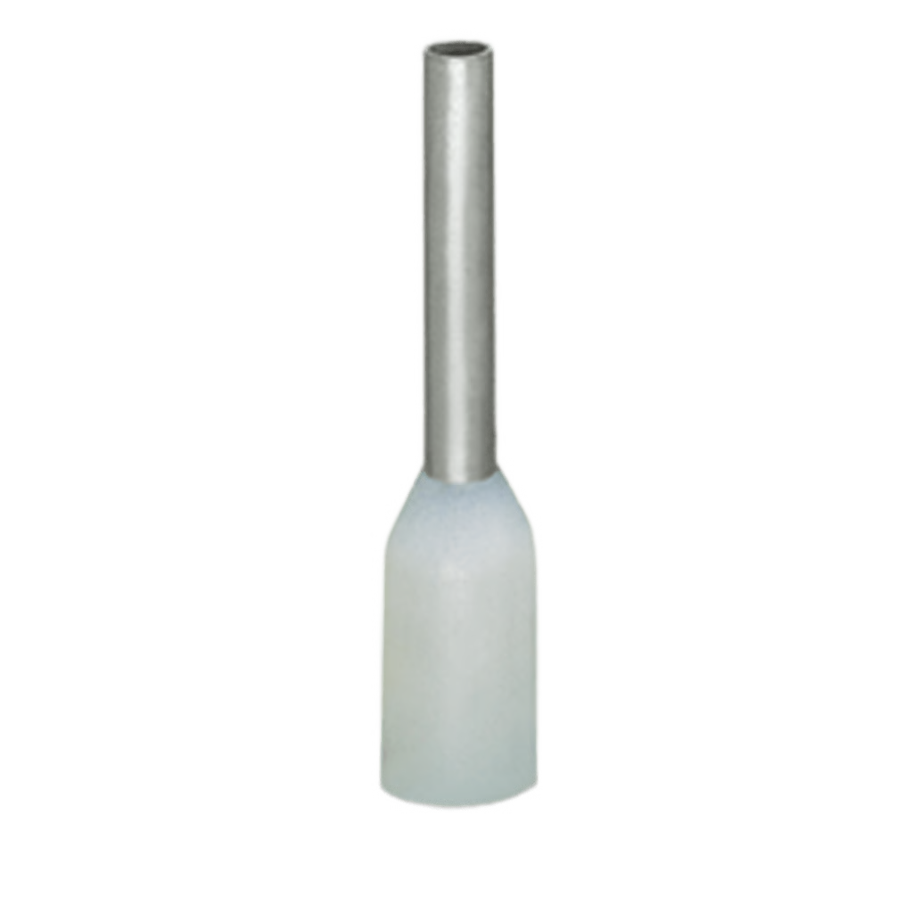 MANGUITO TERMINAL / 0.5 MM² (20 AWG) / CAMISA PLÁSTICA ESTÁNDAR / LONGITUD 14 MM (0.55 IN) / COBRE ELECTROLÍTICO CINCADO GALVANIZADO / BLANCO / DIN 46228 PARTE 4 / PAQUETE 1000 UDS