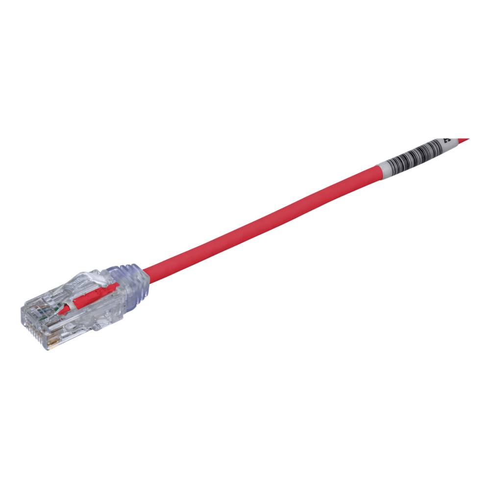 CABLE DE PARCHEO TX6, UTP CAT6, DIÁMETRO REDUCIDO (28AWG), COLOR ROJO, 4.57 METROS (15 PIES)