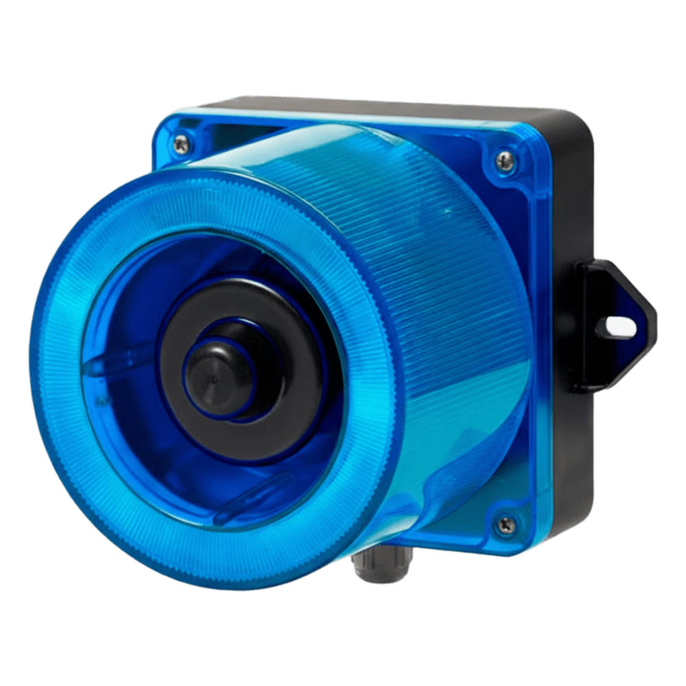 COMBINACION DE BALIZA LED COLOR AZUL Y SIRENA ELECTRÓNICA DE 31 TONOS RESISTENTE A LA INTEMPERIE DE VOLUMEN MÁX. 123 DB A 110-220 VCA