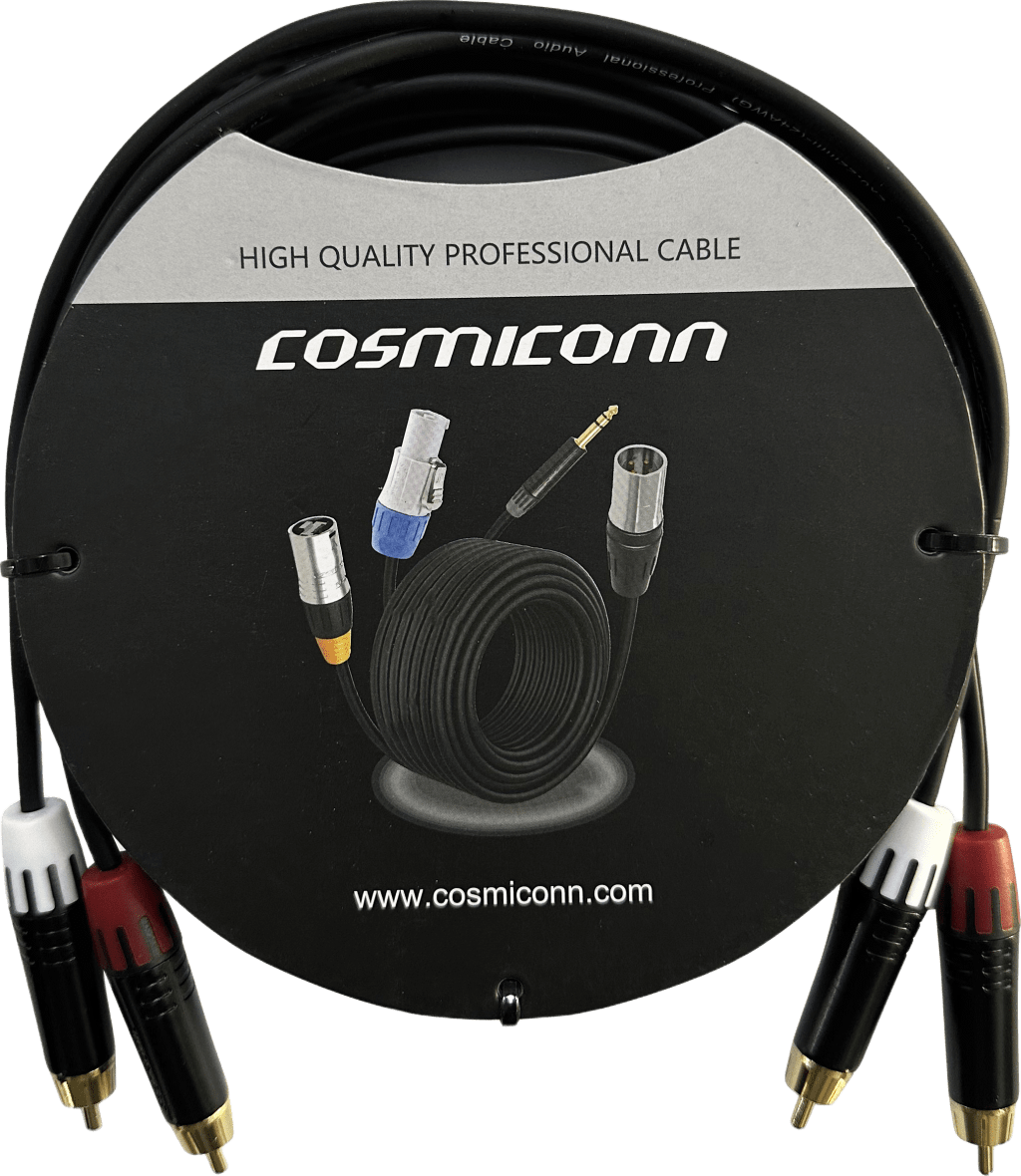 CABLE 2 RCA X 2 RCA, CONECTORES NEGROS, CON DIFERENCIADOR DE BLANCO Y ROJO (2X MT380-RD - 2X MT380-WH), LENGTH 3M