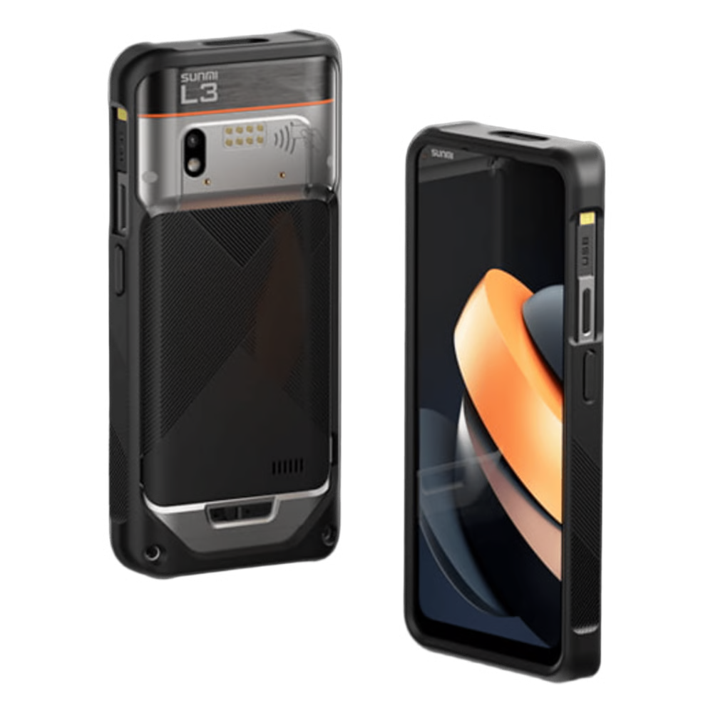 FUNDA PROTECTORA / SILICONA REFORZADA / PROTECCIÓN 1.5 M (4.9 FT) / SUNMI L3-RFID / ACCESO TOTAL BOTONES Y PUERTOS / COMPATIBILIDAD CORREAS