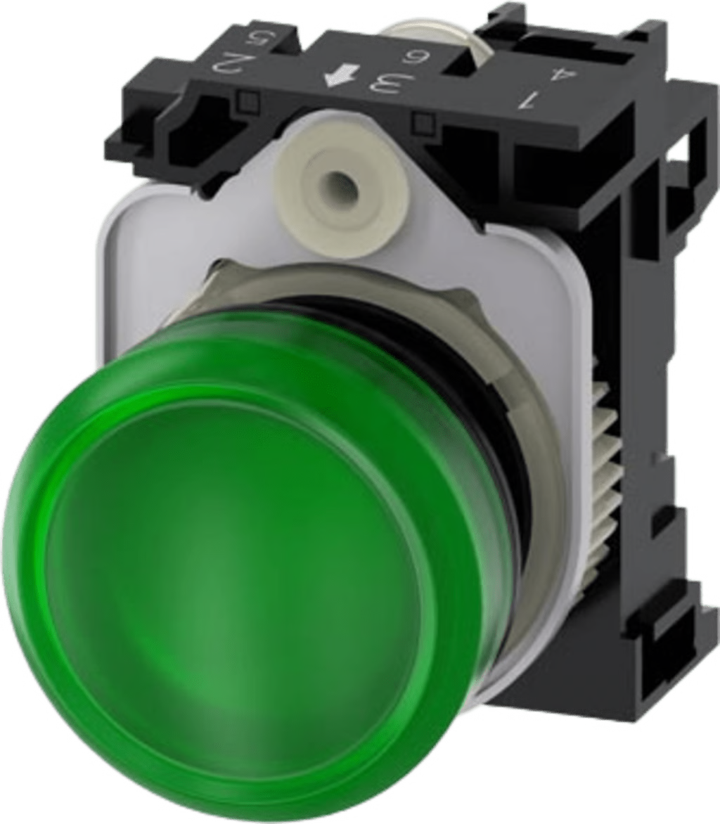 LAMPARA DE SEÑALIZACIÓN PLÁSTICA CON LED COLOR VERDE, 110VCA