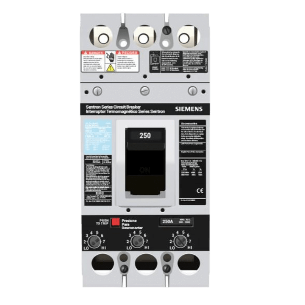 INTERRUPTOR TERMOMAGNÉTICO 600V 3X250A, CON ZAPATAS PRINCIPALES.-Área Eléctrica-SIEMENS-Bsai Seguridad & Controles